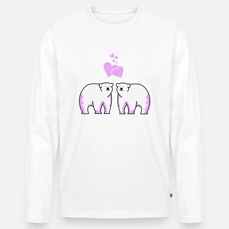 Eisbären verliebt - Männer Premium Bio Langarmshirt - Weiß