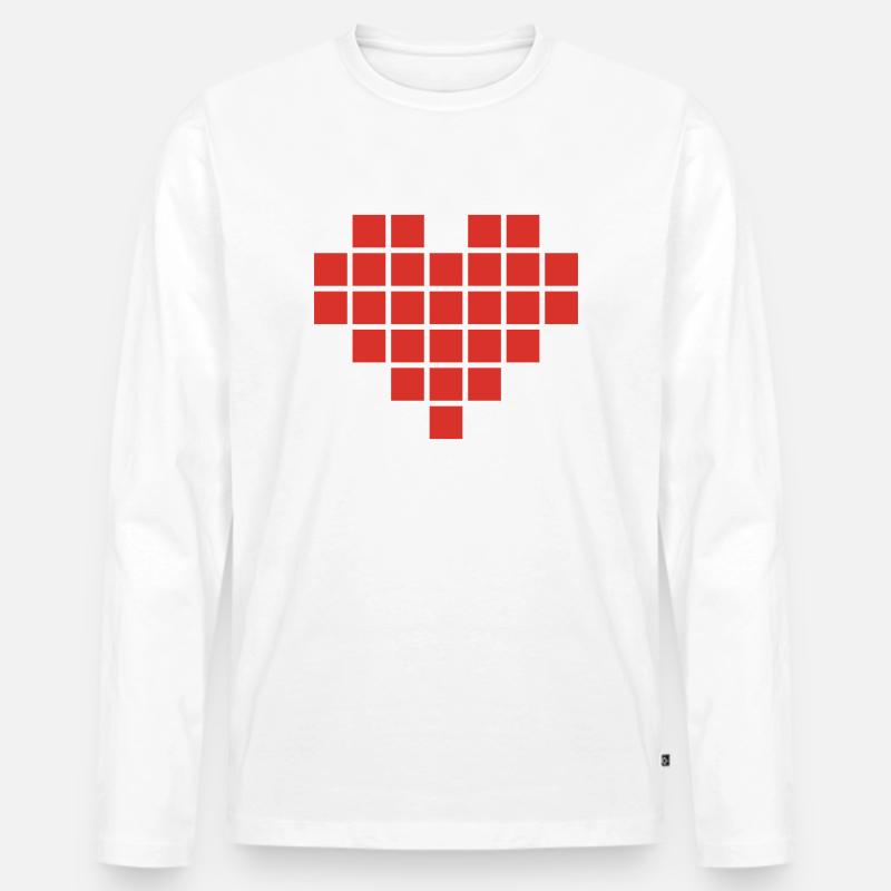 Pixel Love / pixel heart - Männer Premium Bio Langarmshirt - Weiß