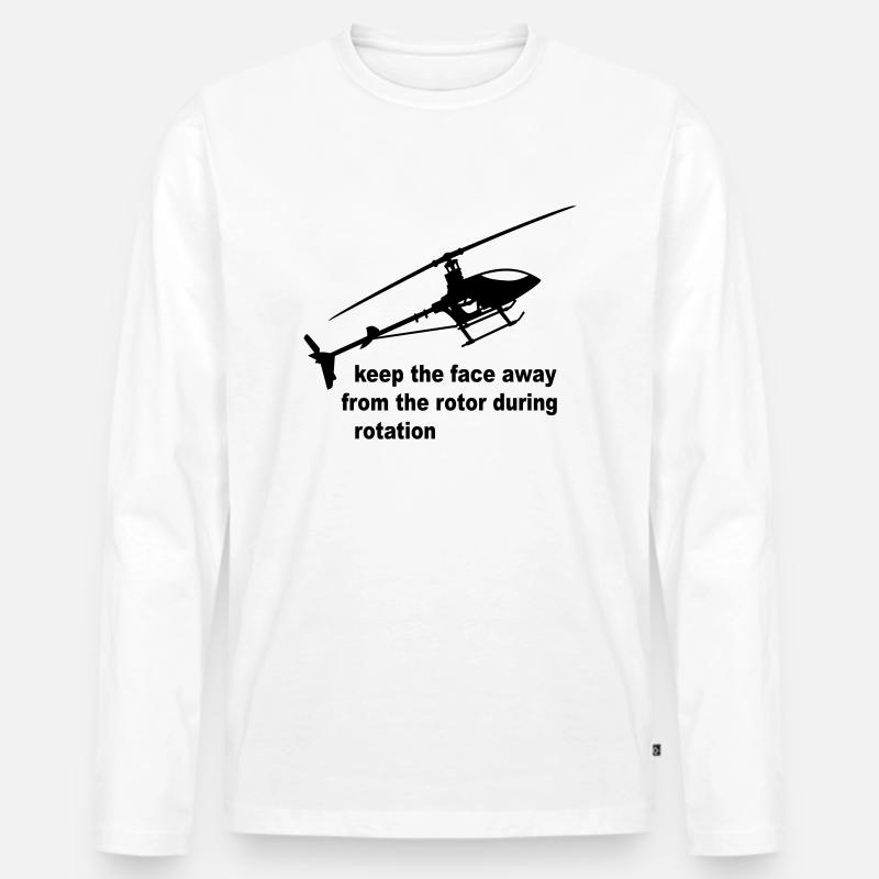 Helikopter / Hubschrauber Rotor Warnung - Männer Premium Bio Langarmshirt - Weiß
