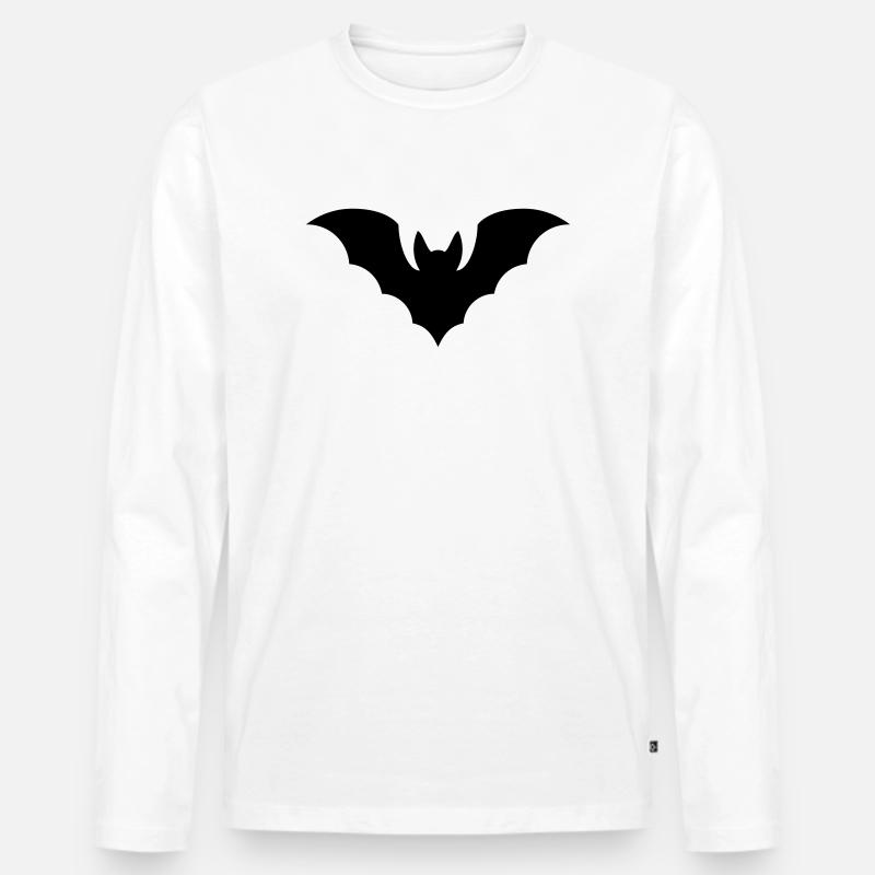 Fledermaus - Männer Premium Bio Langarmshirt - Weiß