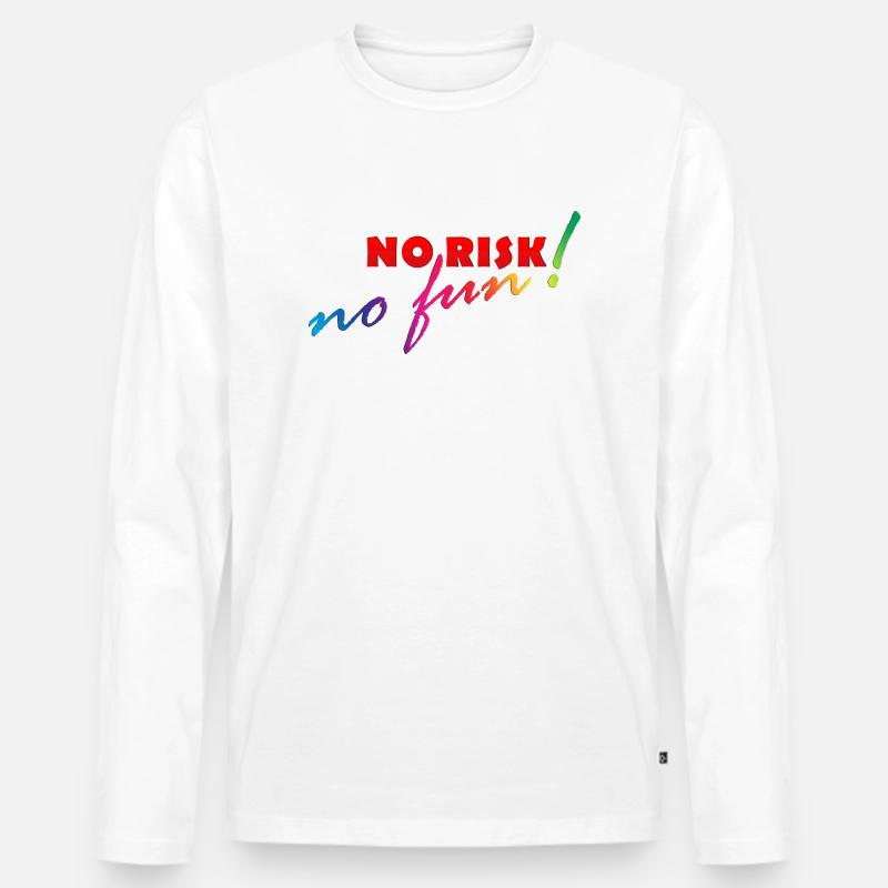 NO RISK - NO FUN - Männer Premium Bio Langarmshirt - Weiß