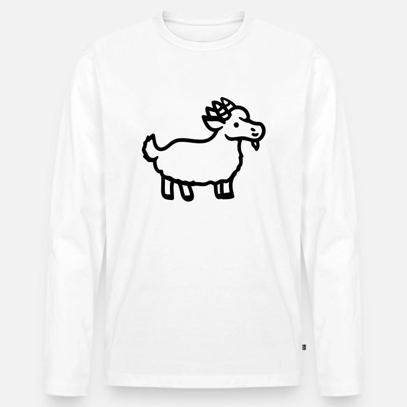 Ziege - Line - Männer Premium Bio Langarmshirt - Weiß