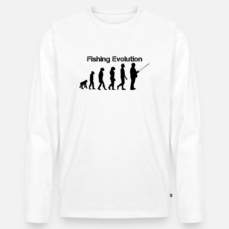 Fishing Evolution - Männer Premium Bio Langarmshirt - Weiß