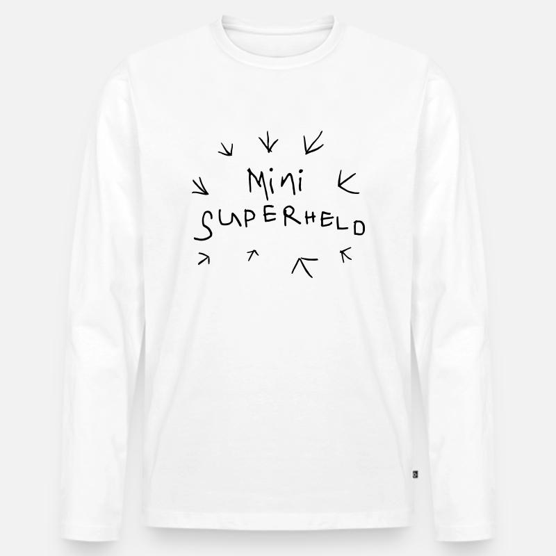 Kleiner Superheld klitzekleiner Superhero - Männer Premium Bio Langarmshirt - Weiß