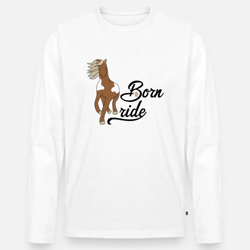 Pferd - Männer Premium Bio Langarmshirt - Weiß