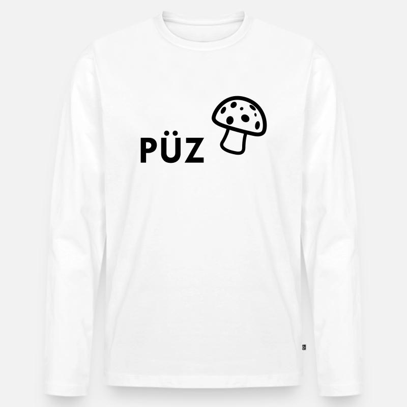 PÜZ (Pilz) - Männer Premium Bio Langarmshirt - Weiß