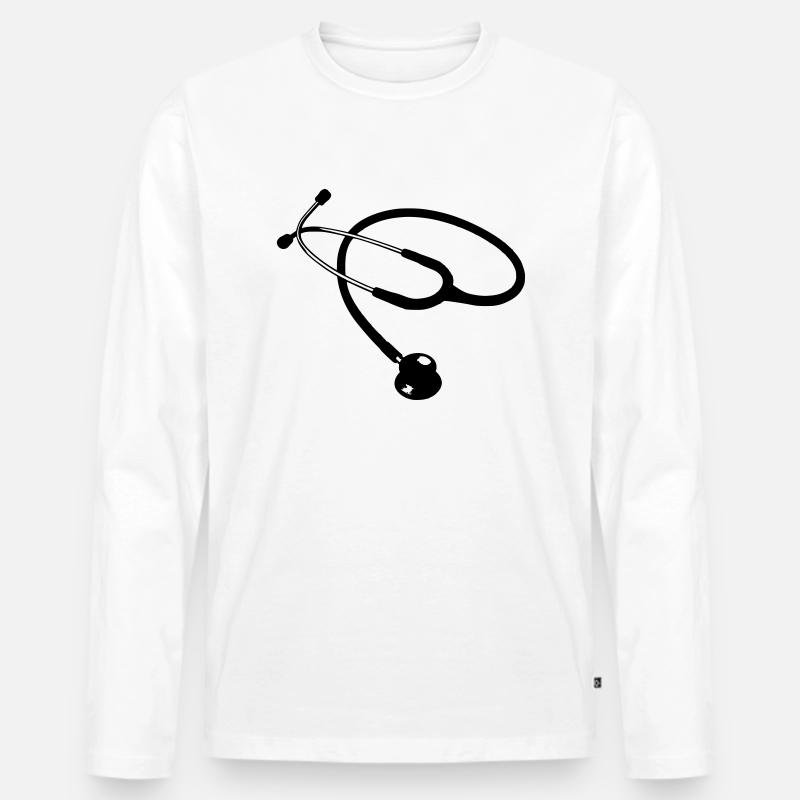 Stethoskop Arzt - Männer Premium Bio Langarmshirt - Weiß