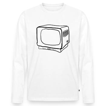 Vieille télévision - T-shirt manches longues Premium bio Homme - blanc - Devant - Nico (187cm)