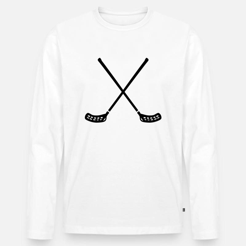 Floorball - Männer Premium Bio Langarmshirt - Weiß