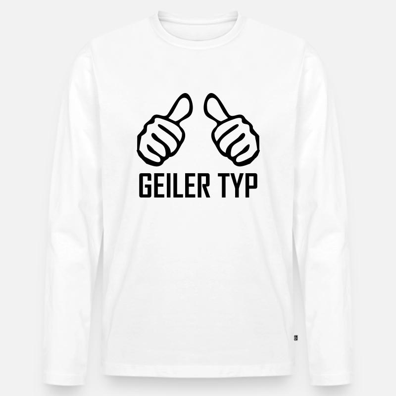 geiler typ - Männer Premium Bio Langarmshirt - Weiß