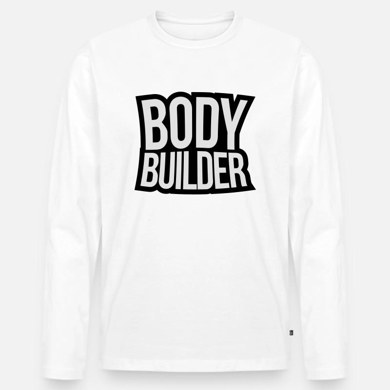 Bodybuilder text - Männer Premium Bio Langarmshirt - Weiß