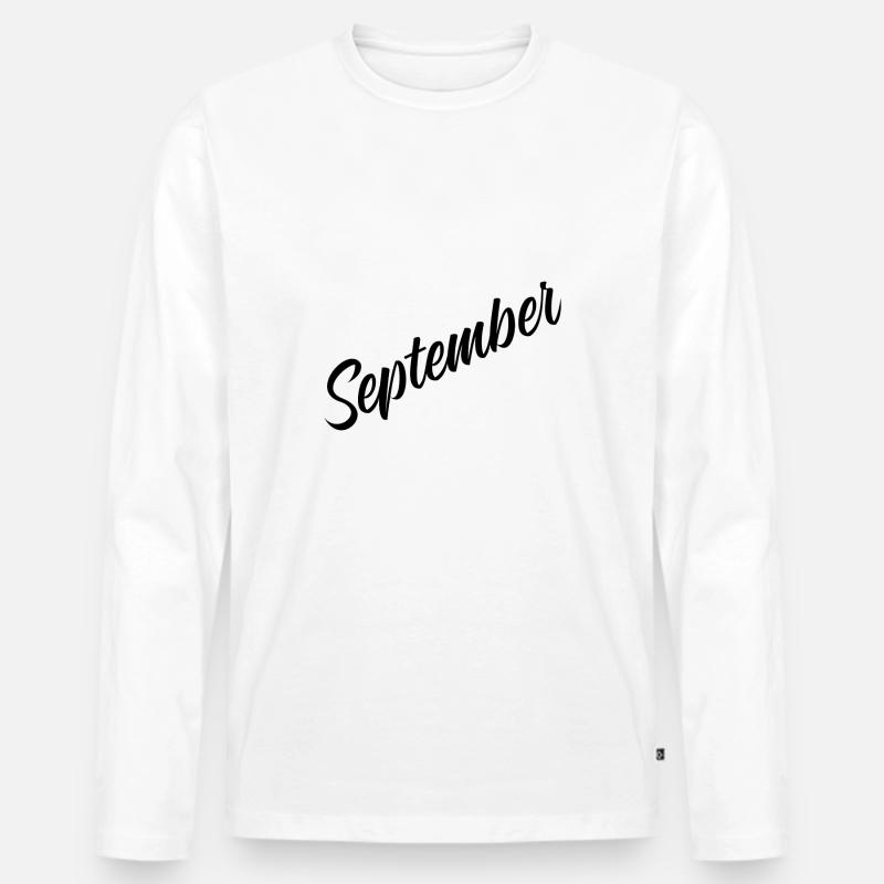 September - Männer Premium Bio Langarmshirt - Weiß