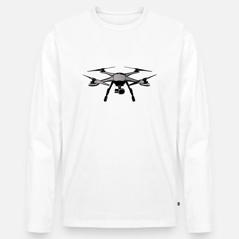 Drone - Männer Premium Bio Langarmshirt - Weiß