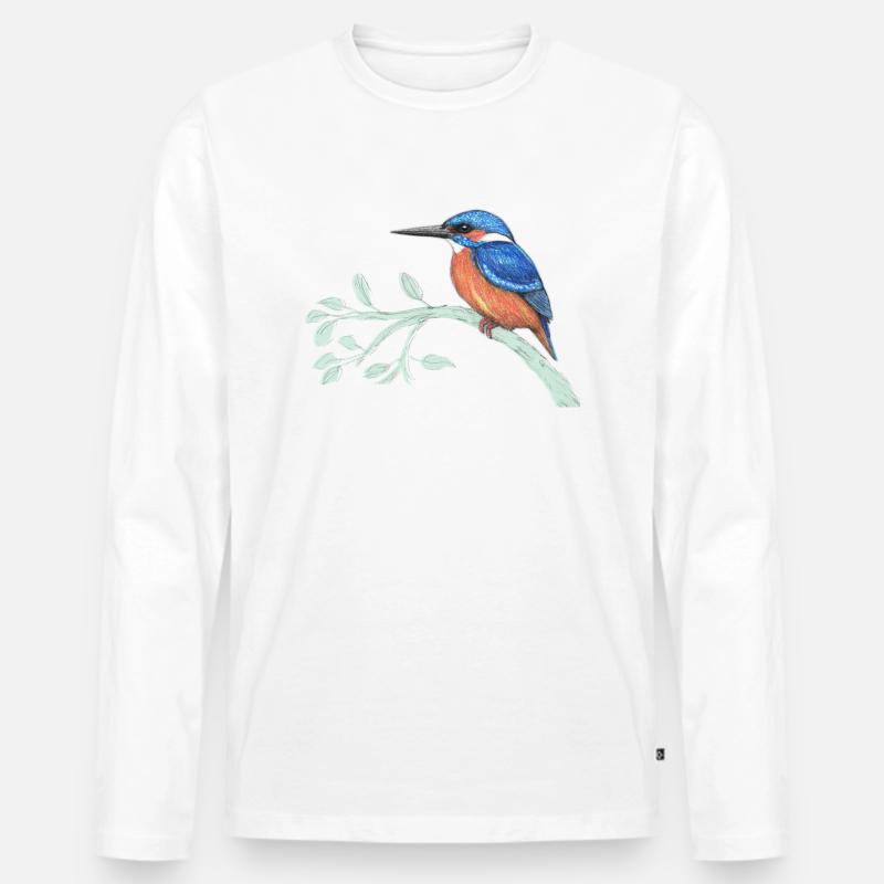 Der Eisvogel - Männer Premium Bio Langarmshirt - Weiß