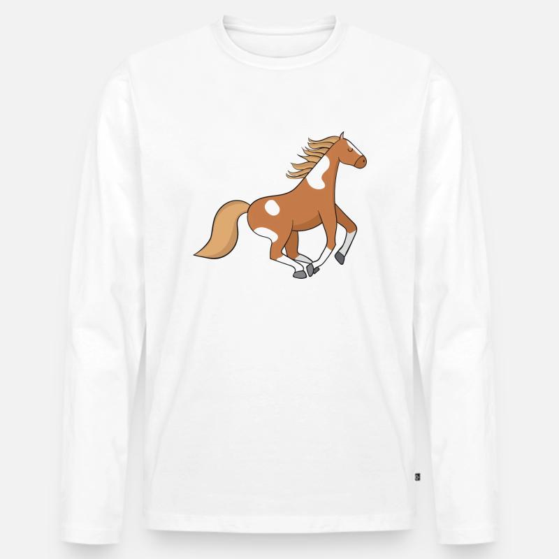 Pferd - Männer Premium Bio Langarmshirt - Weiß