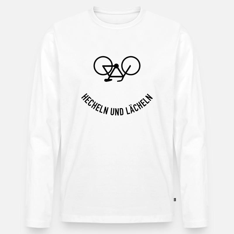 Hecheln und Lächeln Fahrradfahrer Geschenkidee - Männer Premium Bio Langarmshirt - Weiß