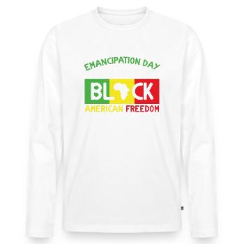 Juneteenth Black American Freedom June 19th - Men's Premium Organic Long Sleeve Shirt - white - Front - Nico (187cm)