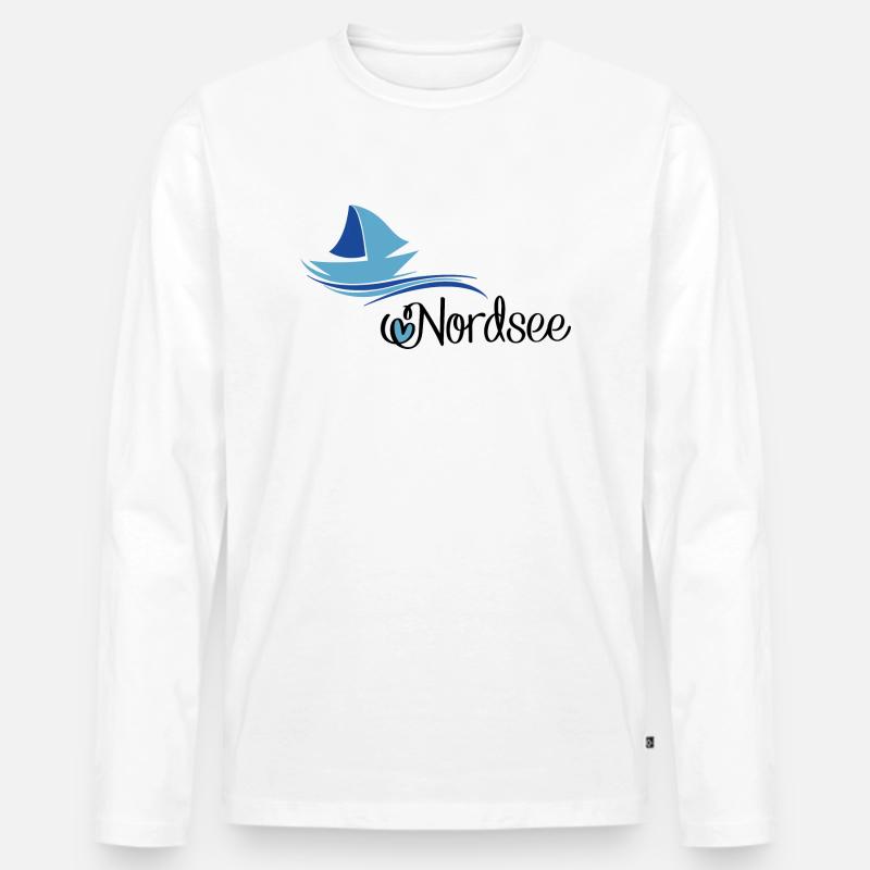 Nordsee Design mit Segelboot - Männer Premium Bio Langarmshirt - Weiß