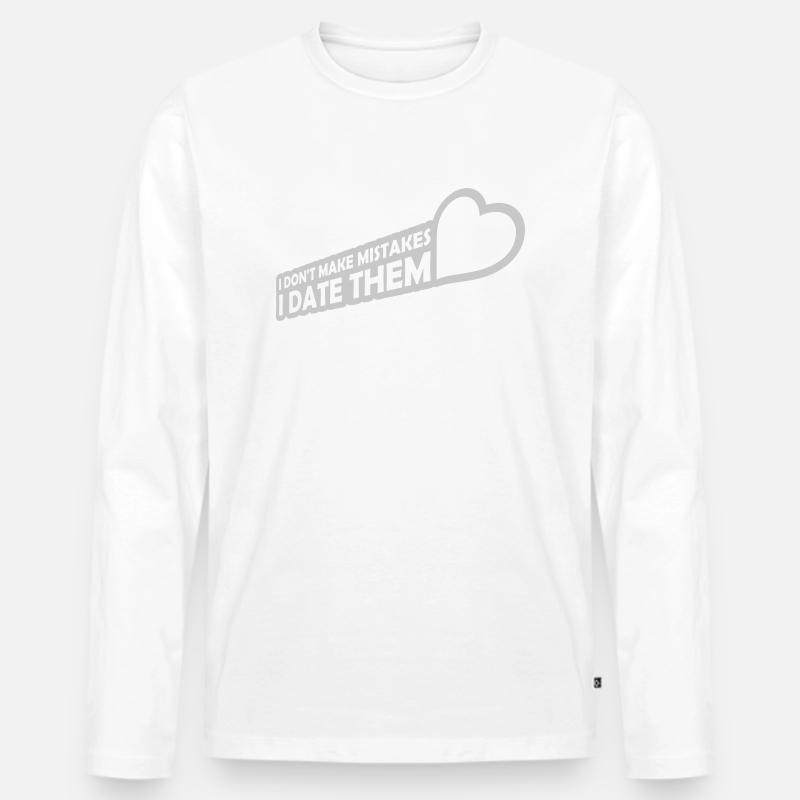 Date Mistakes Zitat Logo - Männer Premium Bio Langarmshirt - Weiß