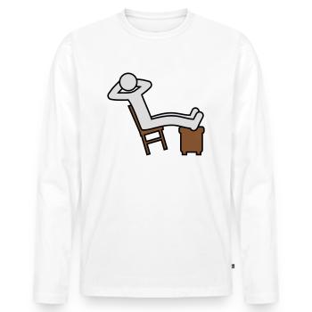Man rests - Men's Premium Organic Long Sleeve Shirt - white - Front - Nico (187cm)