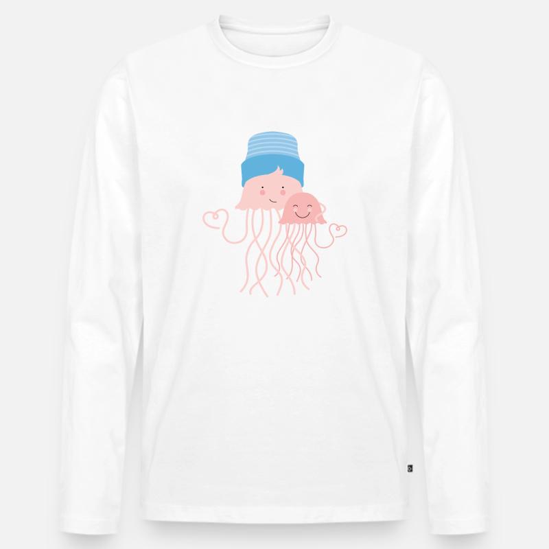 Quallen - Männer Premium Bio Langarmshirt - Weiß
