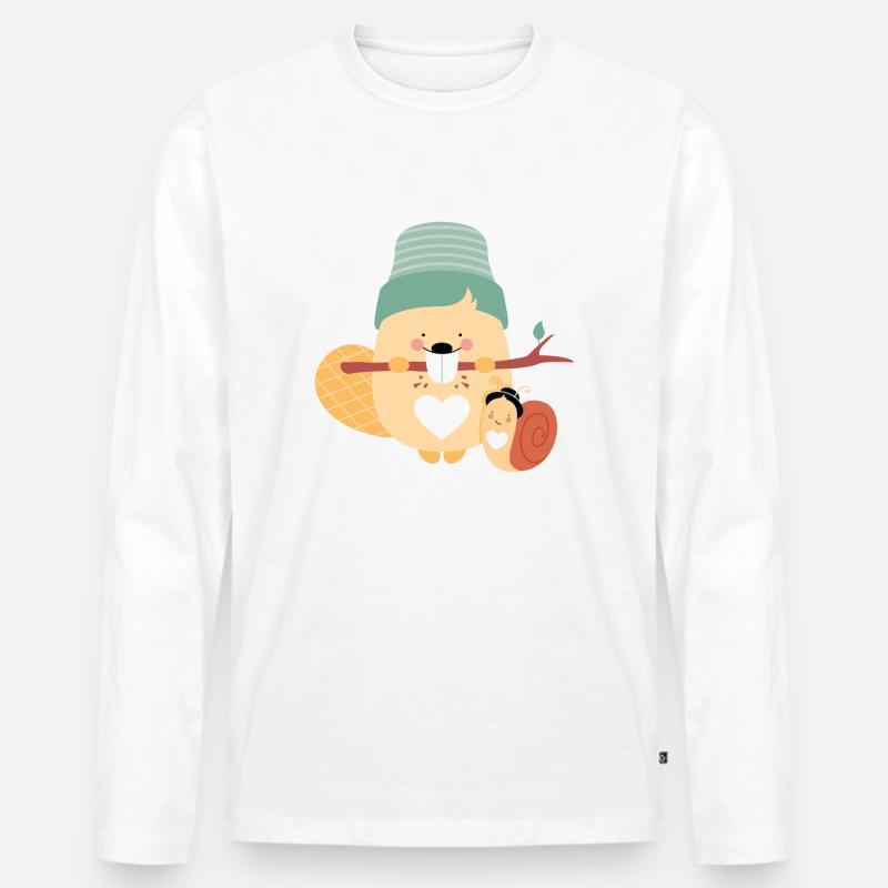 Biber mit Schnecke - Männer Premium Bio Langarmshirt - Weiß