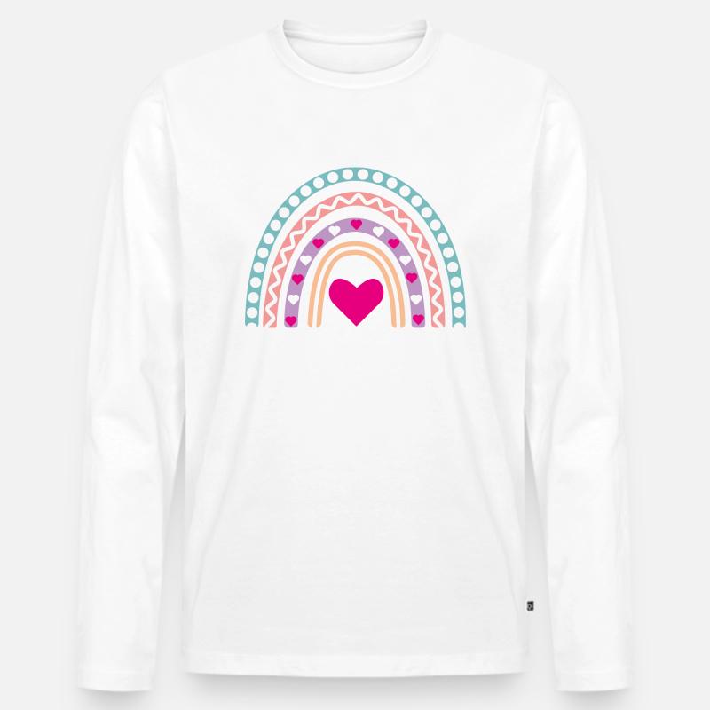 Boho Rainbow in sanften Farben - Männer Premium Bio Langarmshirt - Weiß