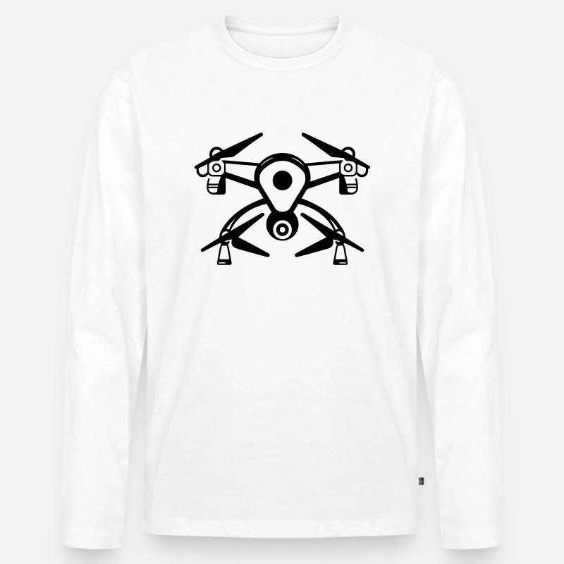 Drohne - Männer Premium Bio Langarmshirt - Weiß