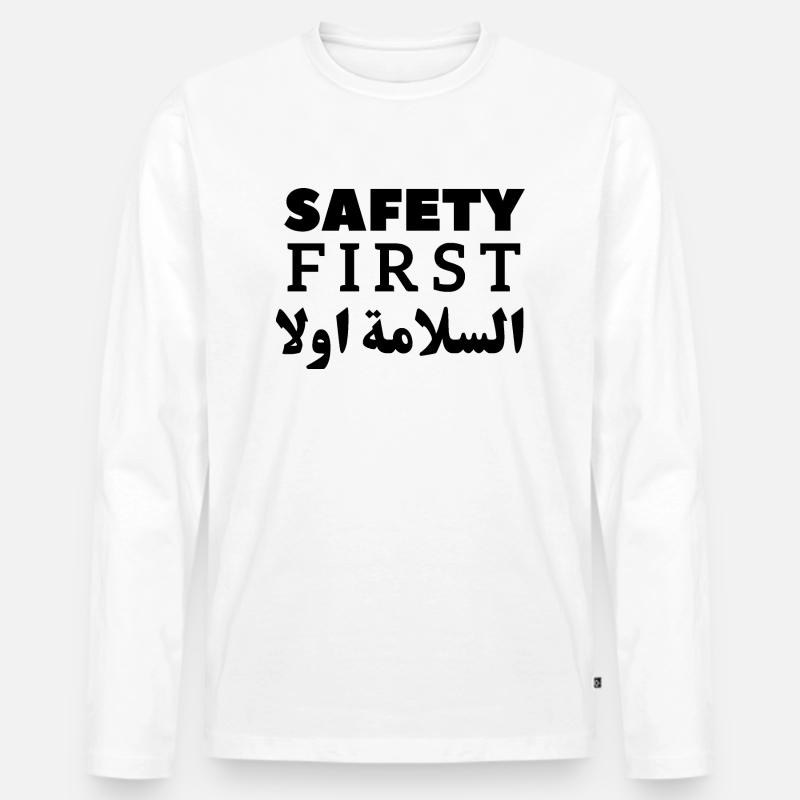 Safety First - Geschenk der Sicherheitskampagne - Männer Premium Bio Langarmshirt - Weiß