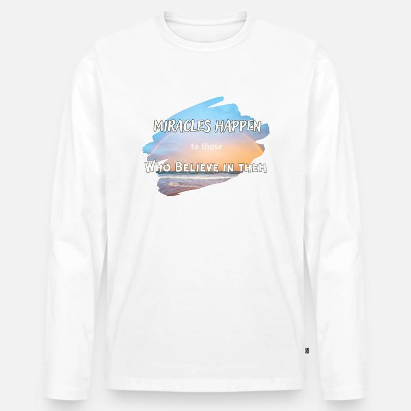 Miracles Happen - Männer Premium Bio Langarmshirt - Weiß