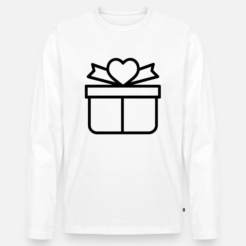 Kleine Geschenkbox - Männer Premium Bio Langarmshirt - Weiß