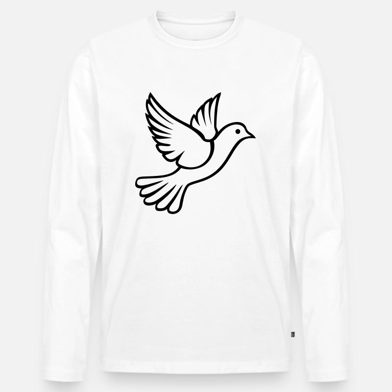 Taube - Männer Premium Bio Langarmshirt - Weiß
