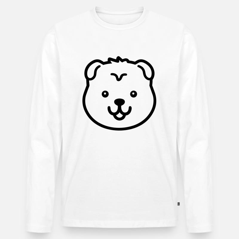 Hund - Männer Premium Bio Langarmshirt - Weiß