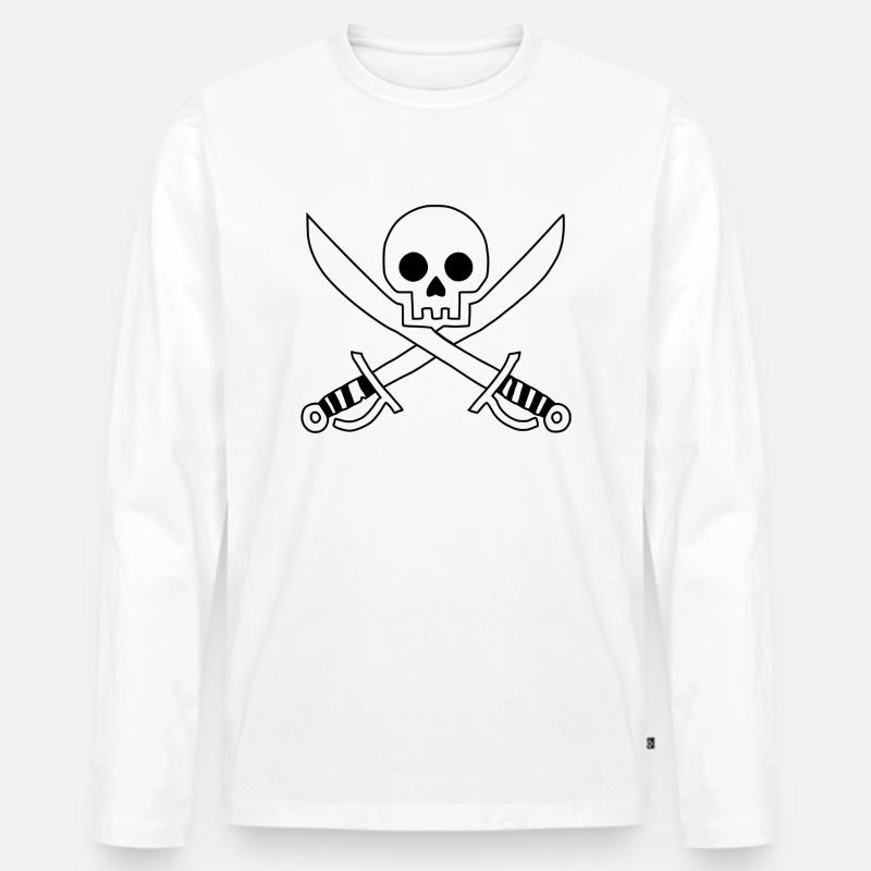 Pirat - Totenschädel - Männer Premium Bio Langarmshirt - Weiß