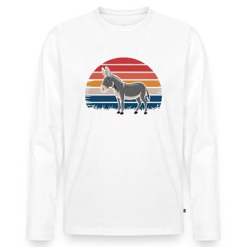 Esel Eselchen Maultier Muli - Männer Premium Bio Langarmshirt - Weiß - Vorne - Nico (187cm)
