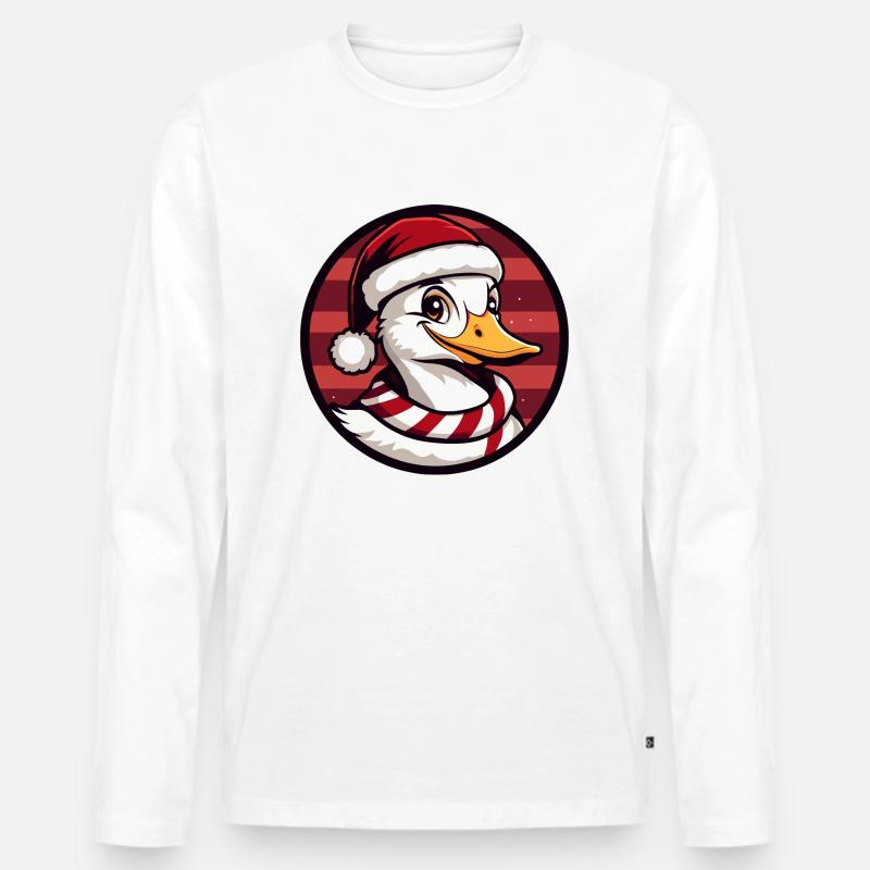 Gans Weihnachten Tier - Männer Premium Bio Langarmshirt - Weiß