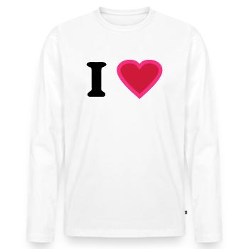 i love - Men's Premium Organic Long Sleeve Shirt - white - Front - Nico (187cm)