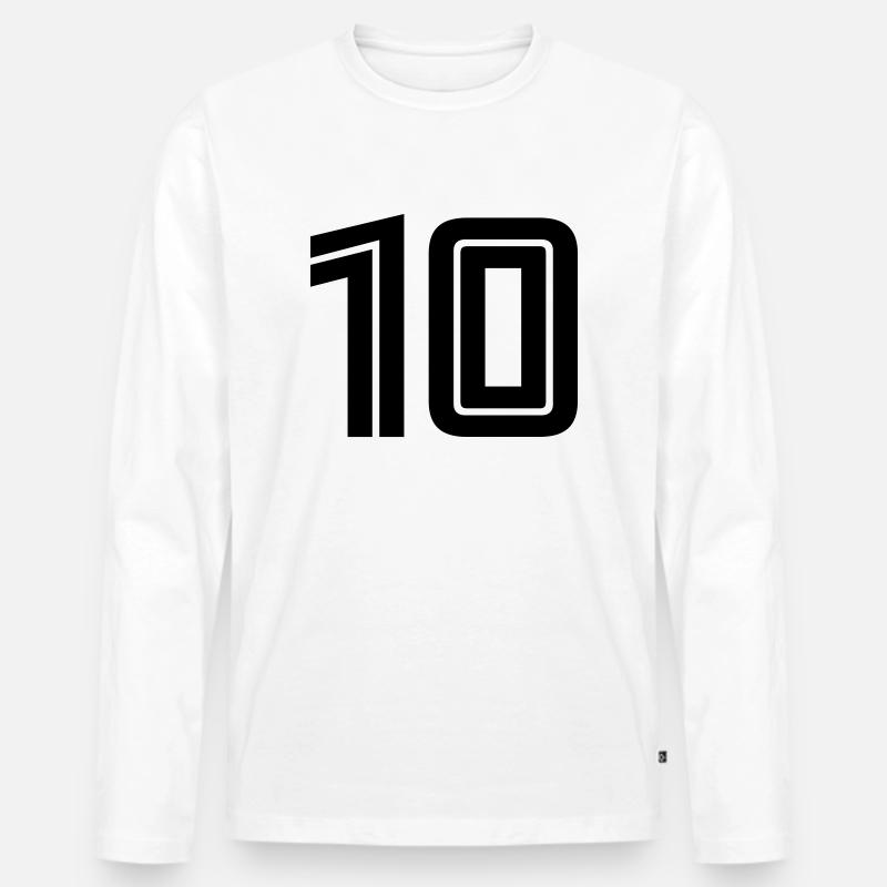 10 - Männer Premium Bio Langarmshirt - Weiß