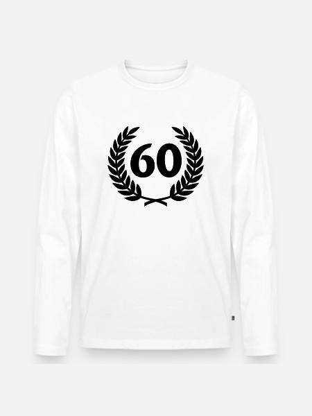 Laurel wreath & Number (60) - Men's Premium Organic Long Sleeve Shirt - white