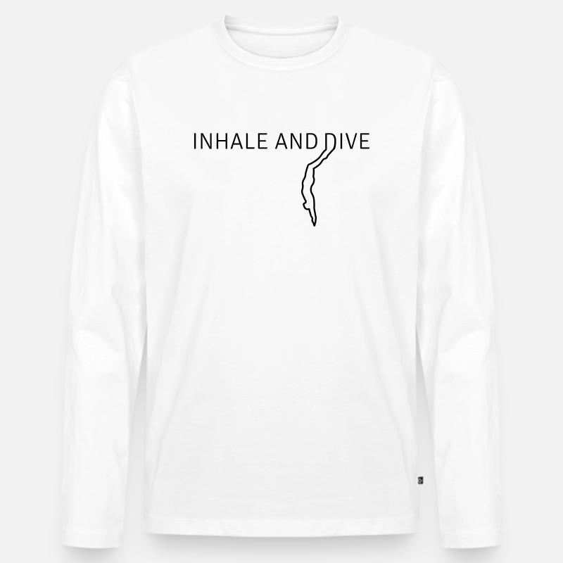 Inhale and Dive - Männer Premium Bio Langarmshirt - Weiß