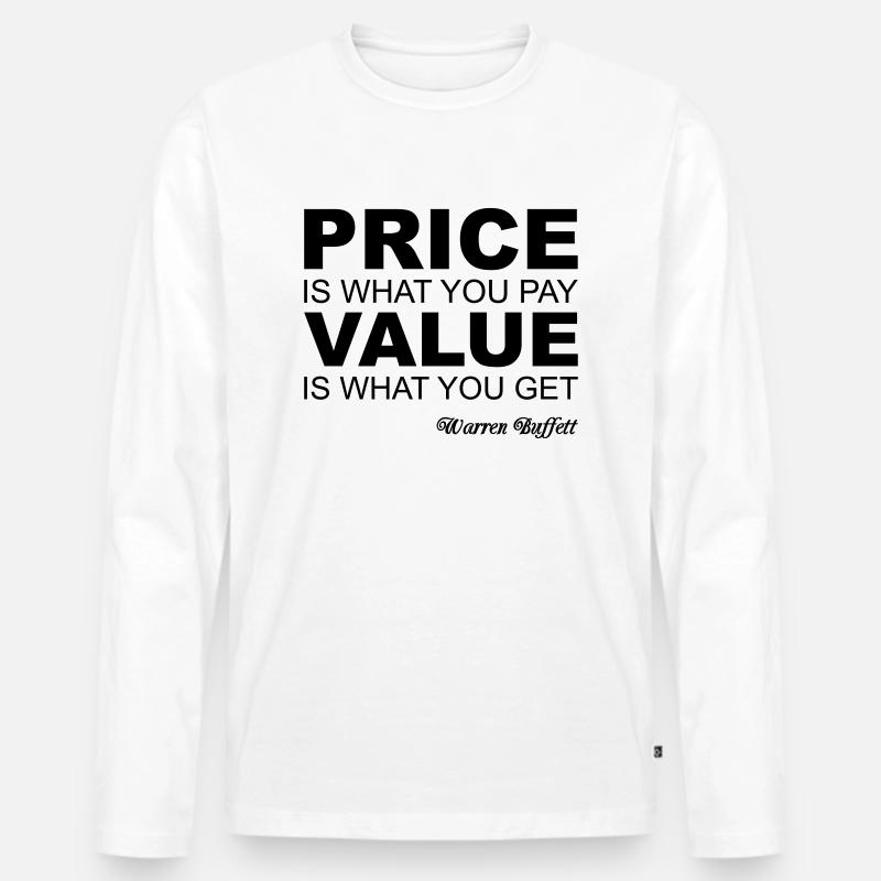 Warren Buffett Quote - Männer Premium Bio Langarmshirt - Weiß