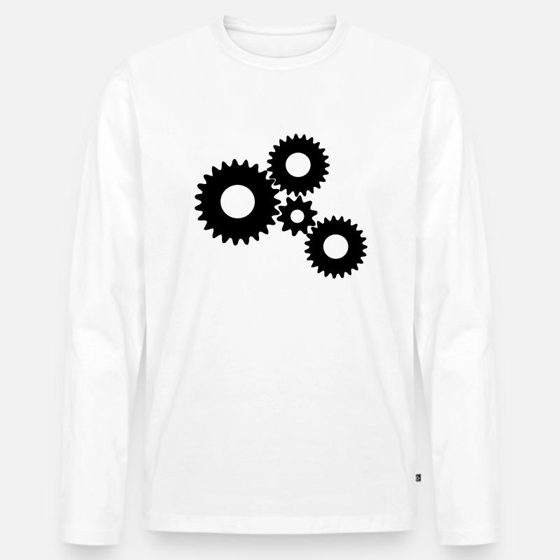 Zahnräder/Getriebe/Gear - Männer Premium Bio Langarmshirt - Weiß