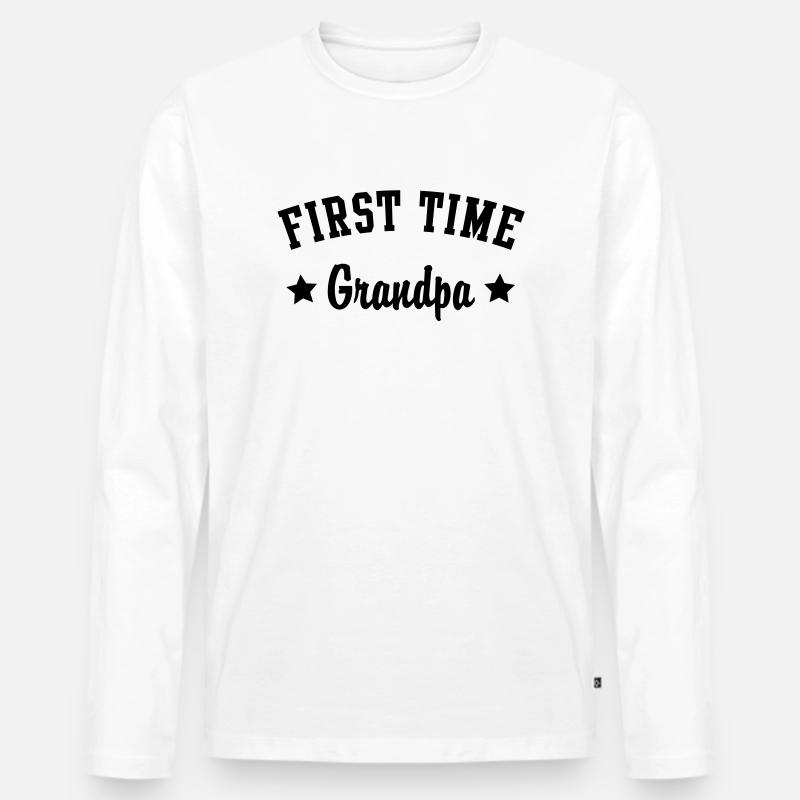 FIRST TIME Grandpa - Männer Premium Bio Langarmshirt - Weiß