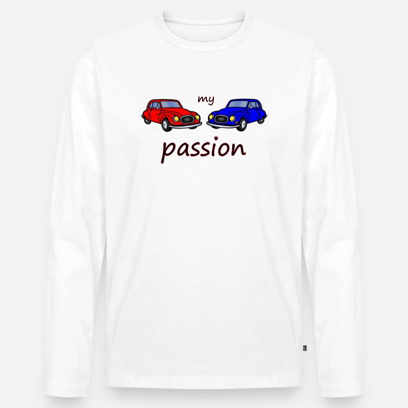 Autoleidenschaft - Männer Premium Bio Langarmshirt - Weiß