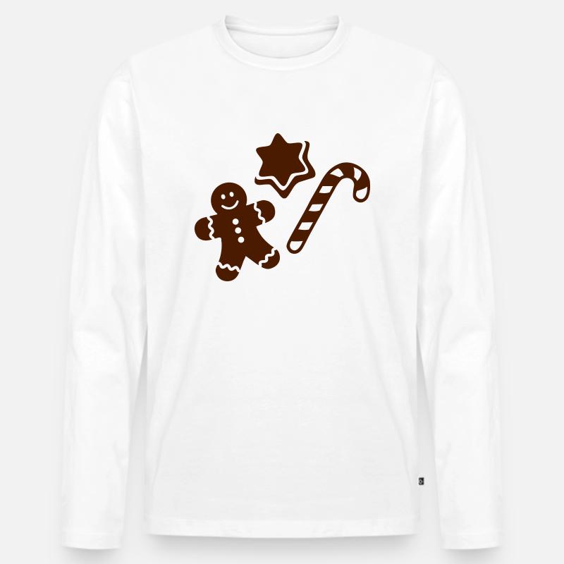 Lebkuchen - Männer Premium Bio Langarmshirt - Weiß