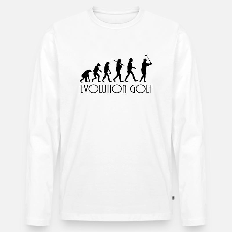 evolution Golf - Männer Premium Bio Langarmshirt - Weiß