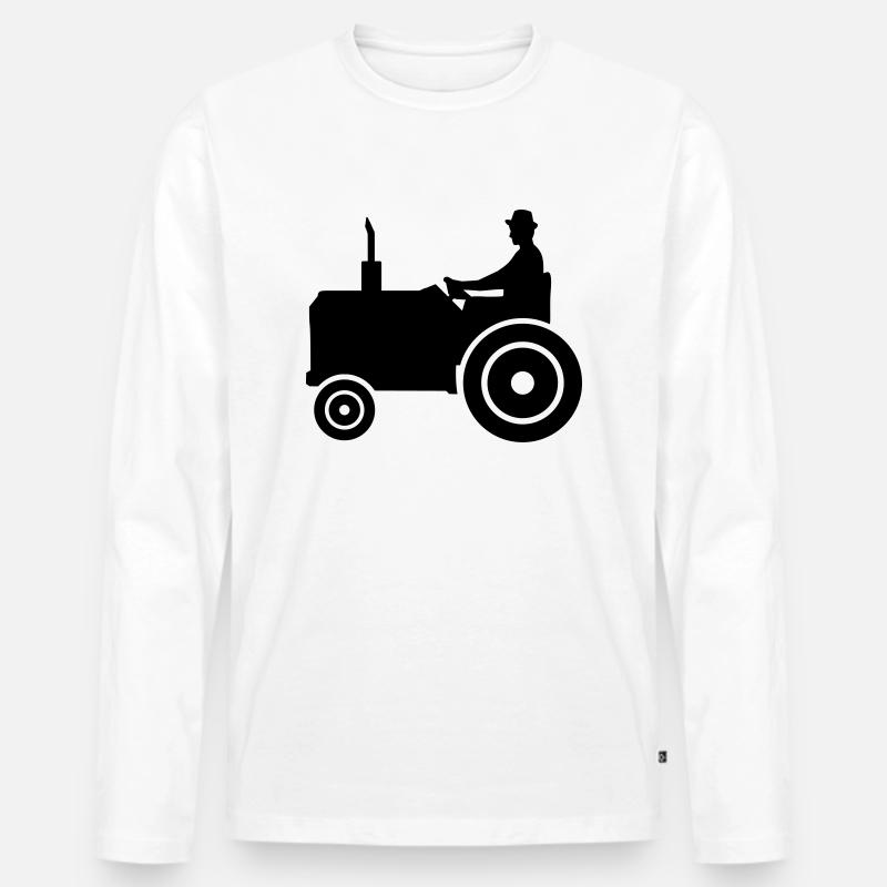 Traktor - Männer Premium Bio Langarmshirt - Weiß