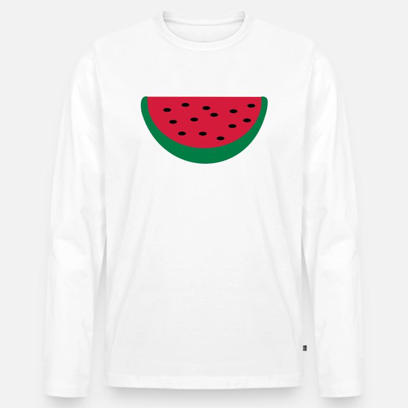 Melone - Männer Premium Bio Langarmshirt - Weiß