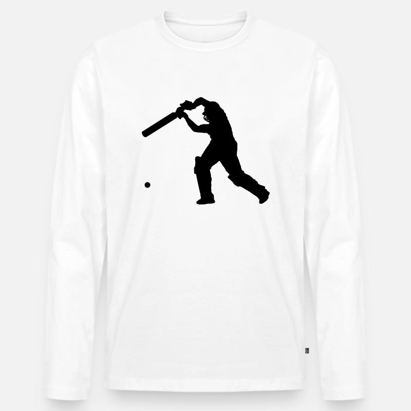 Cricket Player 2 (Vector) - Männer Premium Bio Langarmshirt - Weiß