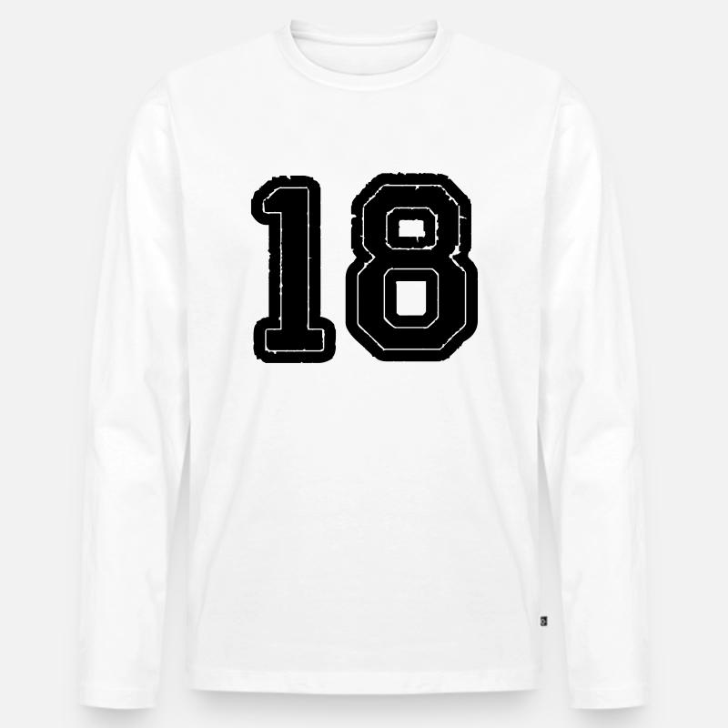18 - Männer Premium Bio Langarmshirt - Weiß